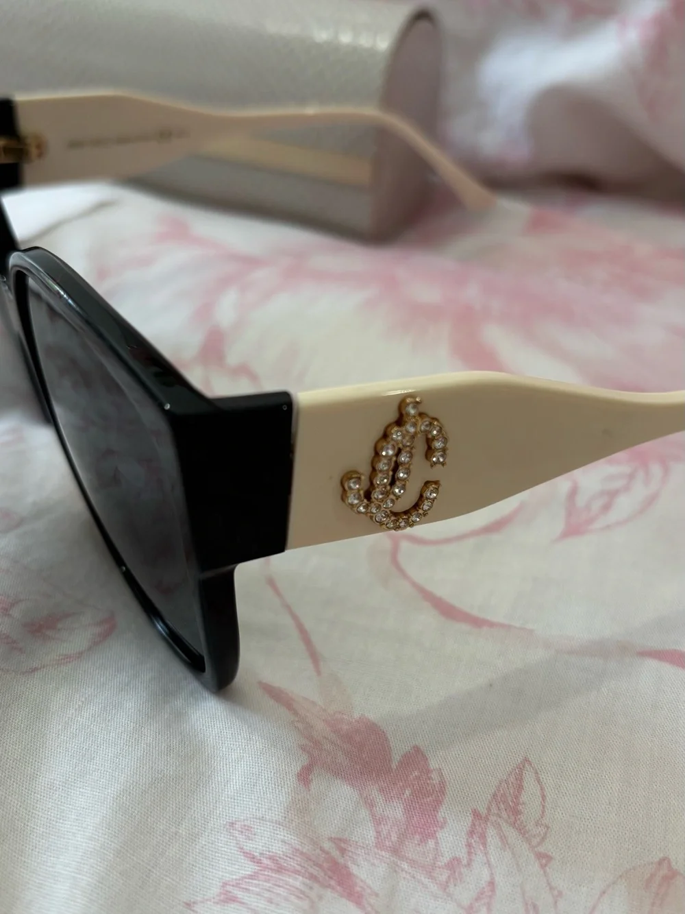 Jimmy Choo Black Sunglasses with Cream Arms